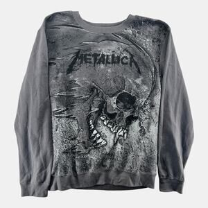 Metallica Skull Graphic Crewneck Sweatshirt Gray XXL Band Merch 2022